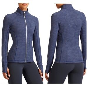 Athleta Striated Hope Jacket Heather Blue Full Zip Size XS Athletic Sporty